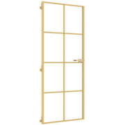 Vidaxl binnendeur smal 83x201,5 cm gehard glas en aluminium goudkleur - afbeelding 2