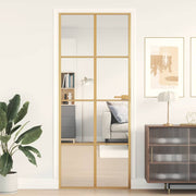 Vidaxl binnendeur smal 83x201,5 cm gehard glas en aluminium goudkleur - afbeelding 1