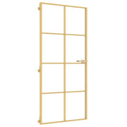 Vidaxl binnendeur smal 93x201,5 cm gehard glas en aluminium goudkleur - afbeelding 2