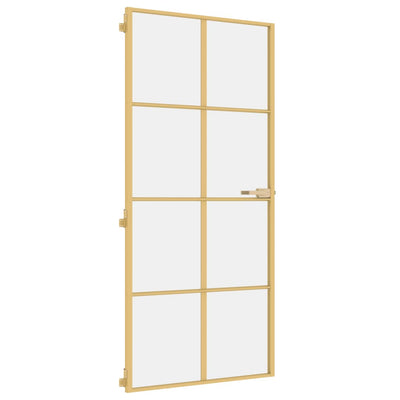 Vidaxl binnendeur smal 93x201,5 cm gehard glas en aluminium goudkleur