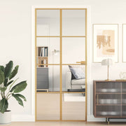 Vidaxl binnendeur smal 93x201,5 cm gehard glas en aluminium goudkleur - afbeelding 1