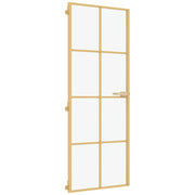 Vidaxl binnendeur smal 76x201,5 cm gehard glas en aluminium goudkleur - afbeelding 2