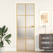 Vidaxl binnendeur smal 76x201,5 cm gehard glas en aluminium goudkleur - afbeelding 1