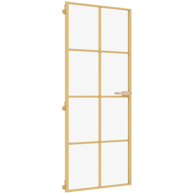 Vidaxl binnendeur smal 83x201,5 cm gehard glas en aluminium goudkleur