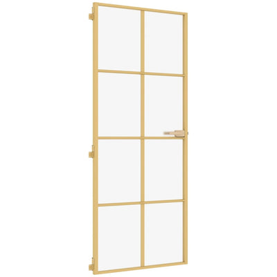 Vidaxl binnendeur smal 93x201,5 cm gehard glas en aluminium goudkleur