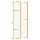 Vidaxl binnendeur smal 93x201,5 cm gehard glas en aluminium goudkleur - afbeelding 3