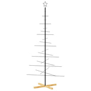 Vidaxl kerstdecoratie kerstboom met houten basis 180 cm metaal zwart - afbeelding 2
