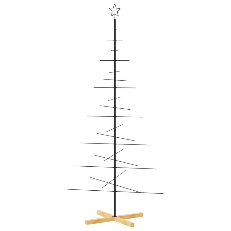 Vidaxl kerstdecoratie kerstboom met houten basis 180 cm metaal zwart