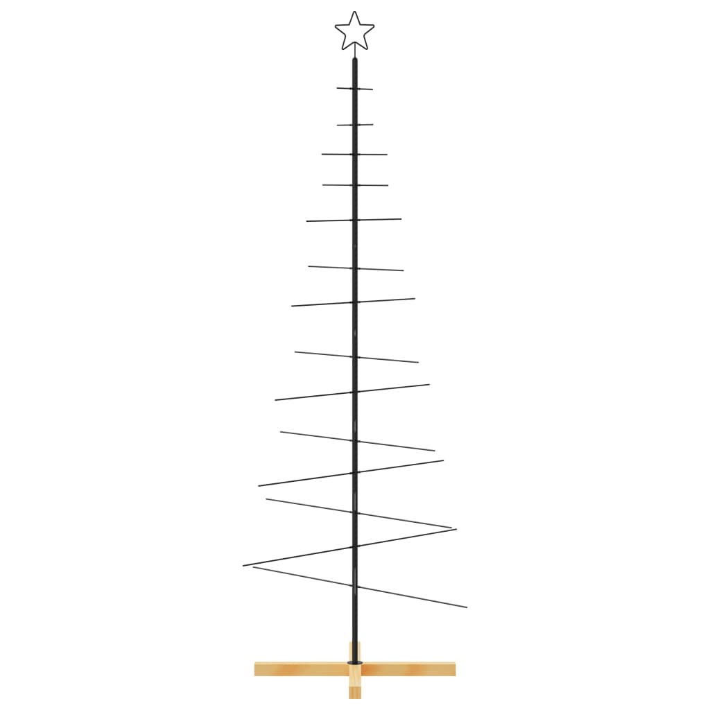 Vidaxl kerstdecoratie kerstboom met houten basis 180 cm metaal zwart