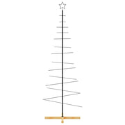 Vidaxl kerstdecoratie kerstboom met houten basis 180 cm metaal zwart - afbeelding 3
