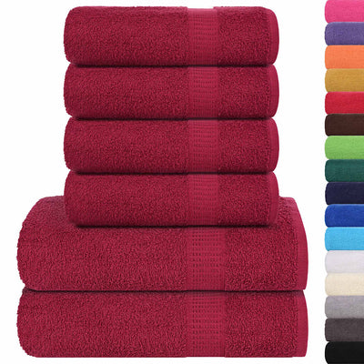 Vidaxl 6-delige handdoekenset frogn 360 g m² bordeaux