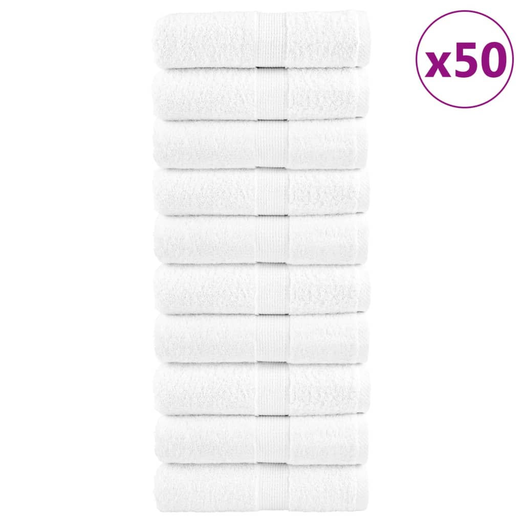 Vidaxl premium washandjes solund 50 stuks 30x30 cm 600 g m² wit