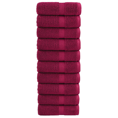 Vidaxl premium washandjes solund 10 stuks bordeaux 30x30 cm 600 g m²