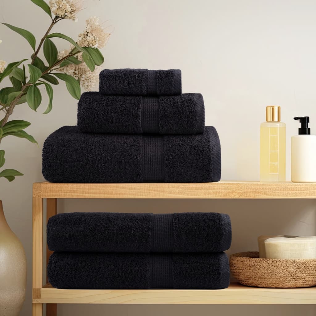 Vidaxl premium washandjes solund 4 stuks zwart 30x30 cm 600 g m2