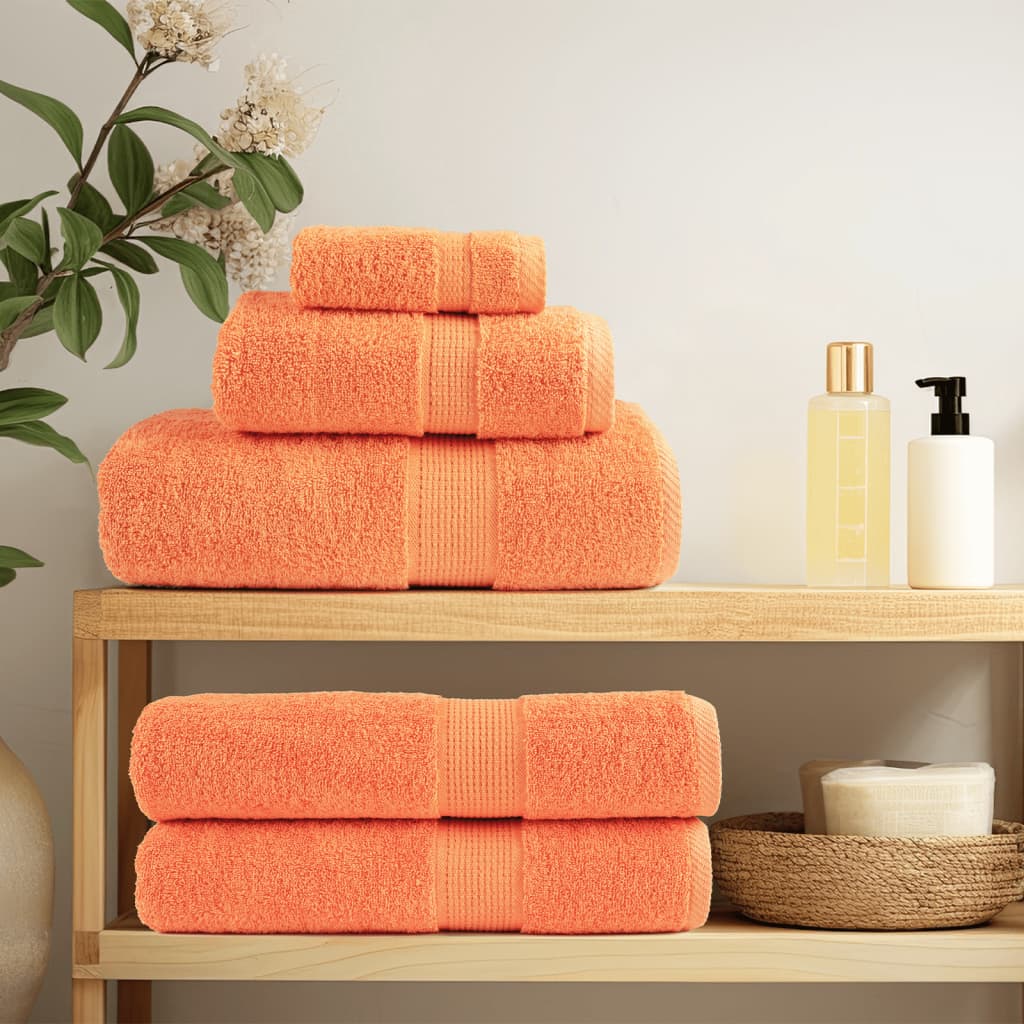 Vidaxl 8-delige handdoekenset solund 600 g m² oranje