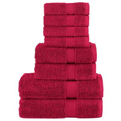 Vidaxl 8-delige handdoekenset solund 600 g m² rood