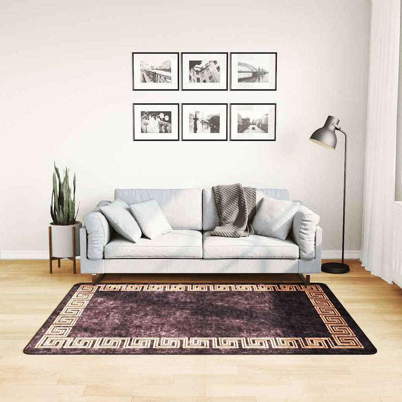 Vidaxl vloerkleed wasbaar anti-slip 120x170 cm zwart en goudkleurig