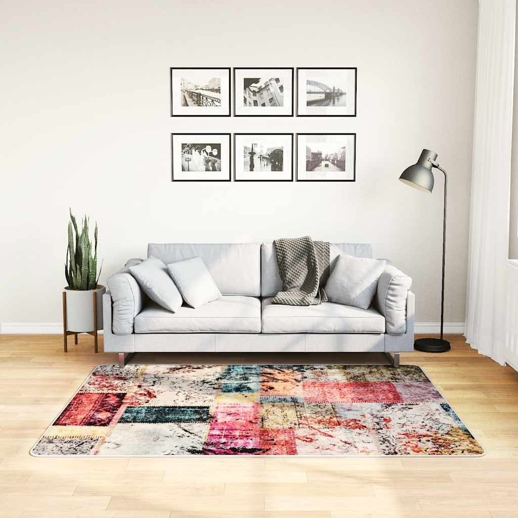 Vidaxl vloerkleed wasbaar anti-slip 120x170 cm patchwork meerkleurig