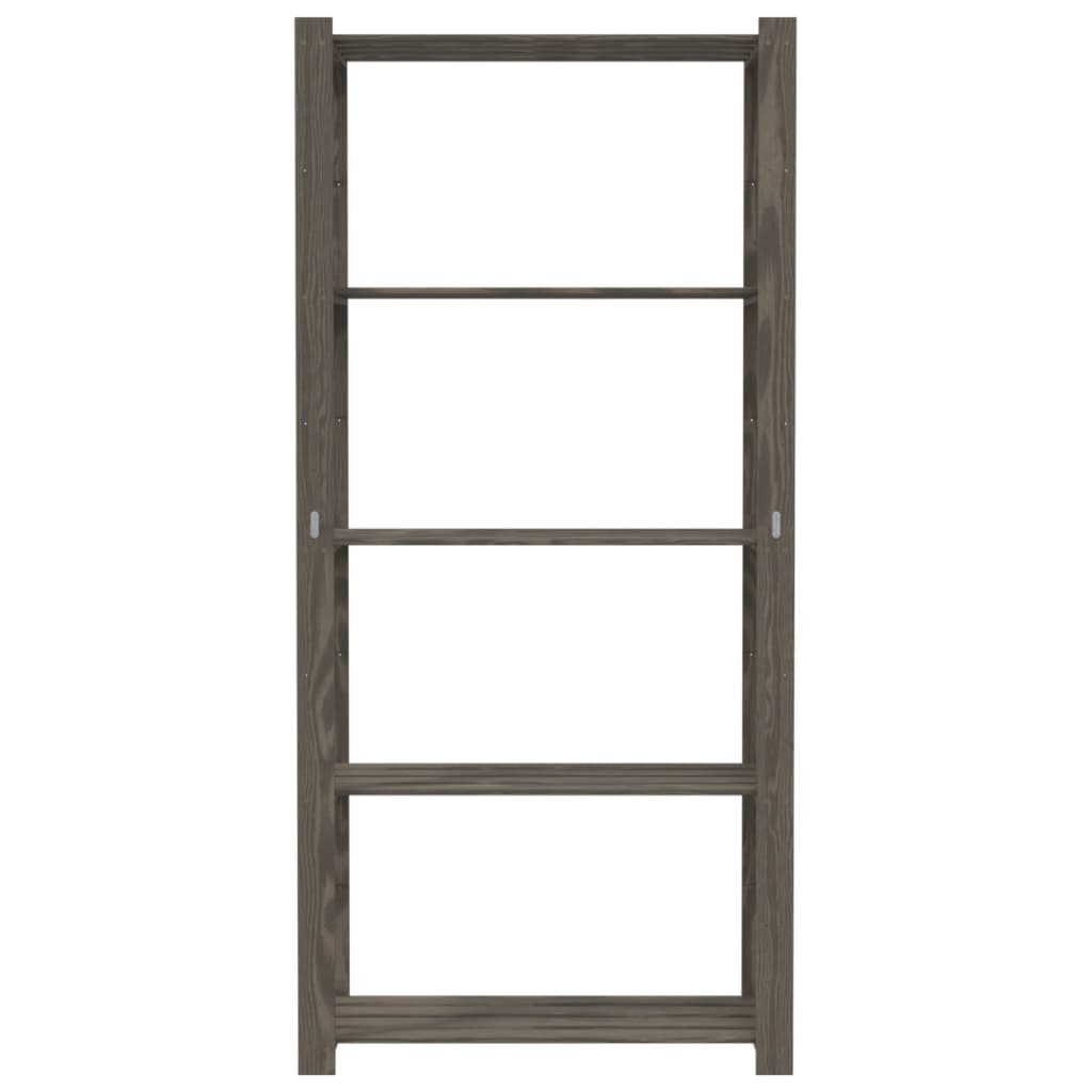 Vidaxl opbergrek 5-laags 80x38x170 cm massief grenenhout grijs