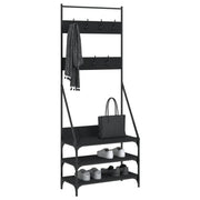 Vidaxl kledingrek met schoenenrek 72x34x184 cm zwart - afbeelding 3