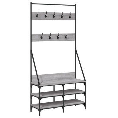 Vidaxl kledingrek met schoenenrek 90x34x184 cm grijs sonoma eikenkleur