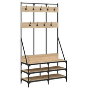 Vidaxl kledingrek met schoenenrek 100x40x184 cm sonoma eikenkleurig - afbeelding 2