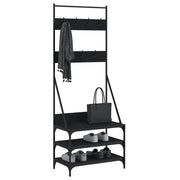 Vidaxl kledingrek met schoenenrek 70x40x184 cm zwart - afbeelding 3