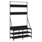 Vidaxl kledingrek met schoenenrek 100x40x184 cm zwart - afbeelding 2