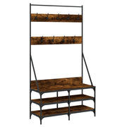 Vidaxl kledingrek met schoenenrek 100x40x184 cm gerookt eikenkleurig - afbeelding 2