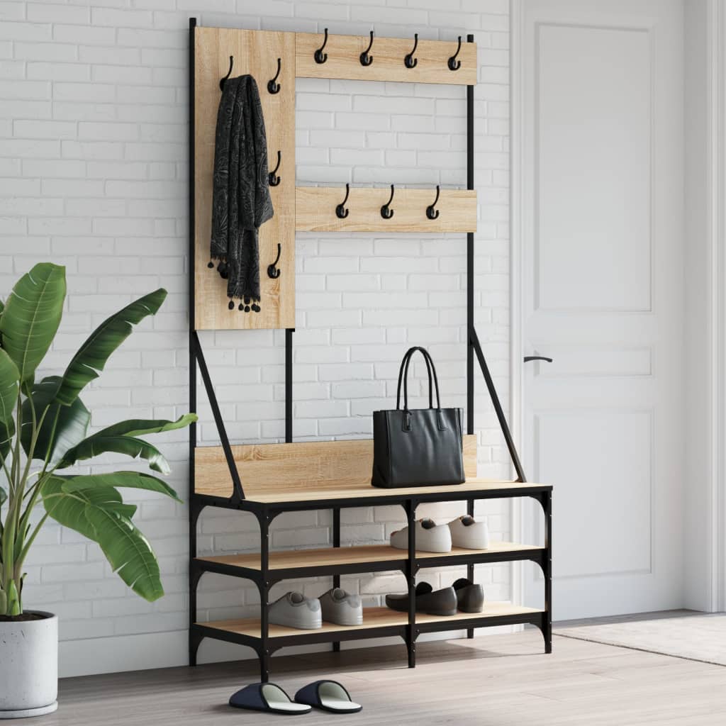 VidaXL Kledingrek met schoenenrek 100x40x184 cm sonoma eikenkleurig