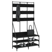 Vidaxl kledingrek met schoenenrek 100x40x184 cm zwart - afbeelding 3