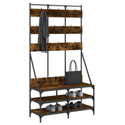 Vidaxl kledingrek met schoenenrek 100x40x184 cm gerookt eikenkleurig - afbeelding 3