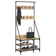 Vidaxl kledingrek met schoenenrek 80x40x184 cm sonoma eikenkleurig - afbeelding 3