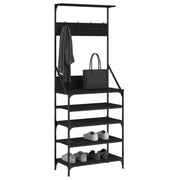 Vidaxl kledingrek met schoenenrek 70x34x184 cm zwart - afbeelding 3