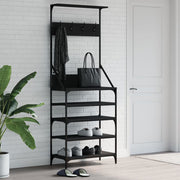 Vidaxl kledingrek met schoenenrek 70x34x184 cm zwart - afbeelding 1