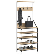 Vidaxl kledingrek met schoenenrek 70x34x184 cm sonoma eikenkleurig - afbeelding 3
