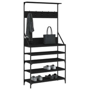 Vidaxl kledingrek met schoenenrek 90x34x184 cm zwart - afbeelding 3