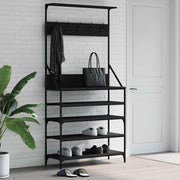 Vidaxl kledingrek met schoenenrek 90x34x184 cm zwart - afbeelding 1