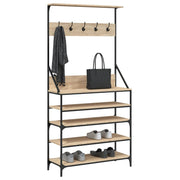 Vidaxl kledingrek met schoenenrek 90x34x184 cm sonoma eikenkleurig - afbeelding 3