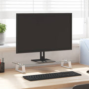 Vidaxl monitorstandaard 60x20x8 cm gehard glas en metaal wit - afbeelding 1