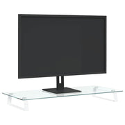 Vidaxl monitorstandaard 80x35x8 cm gehard glas en metaal wit - afbeelding 3