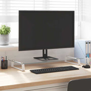 Vidaxl monitorstandaard 80x35x8 cm gehard glas en metaal wit - afbeelding 1