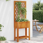 Vidaxl plantenbak met latwerk en schap 55x29,5x152 cm acaciahout - afbeelding 1