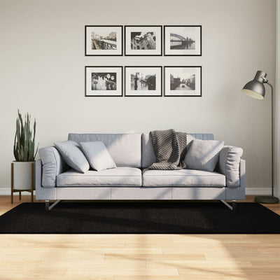 Vidaxl vloerkleed huarte laagpolig zacht wasbaar 100x200 cm zwart