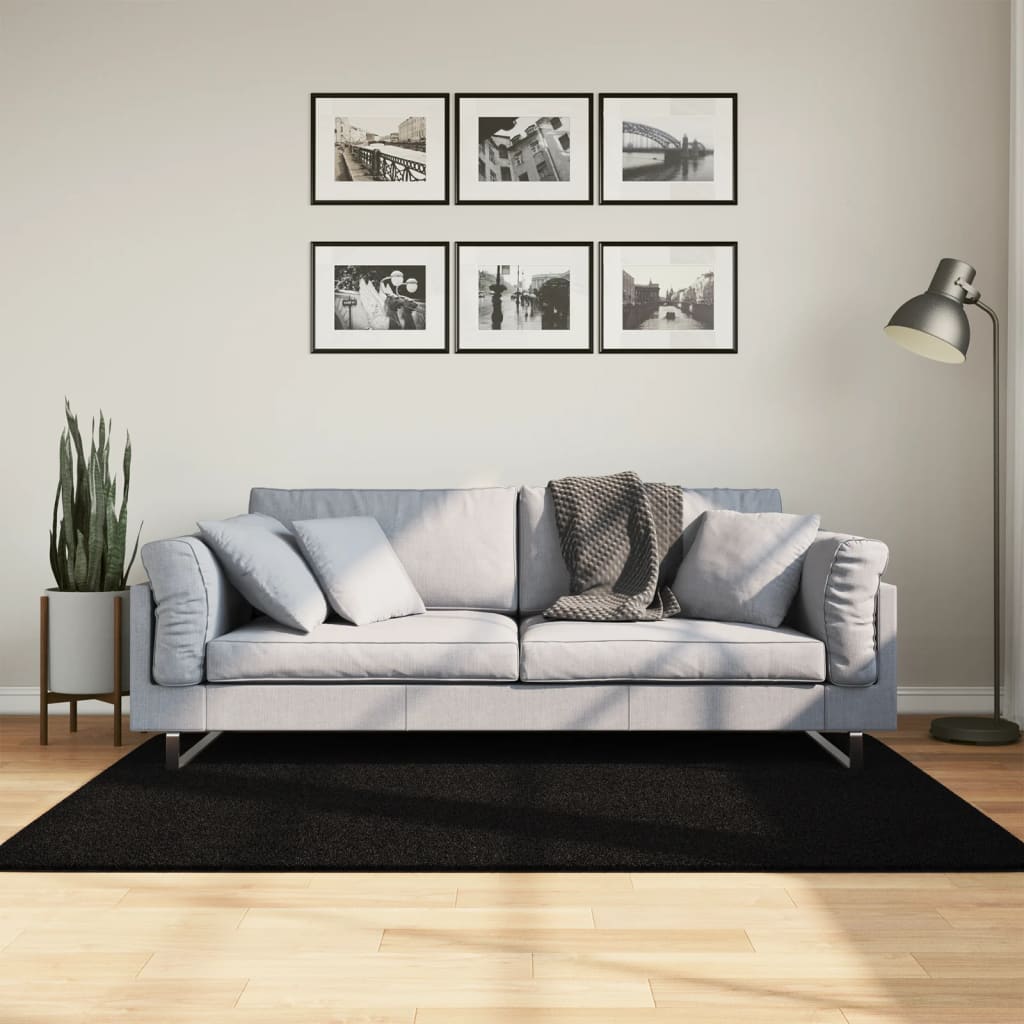 Vidaxl vloerkleed huarte laagpolig zacht wasbaar 120x170 cm zwart