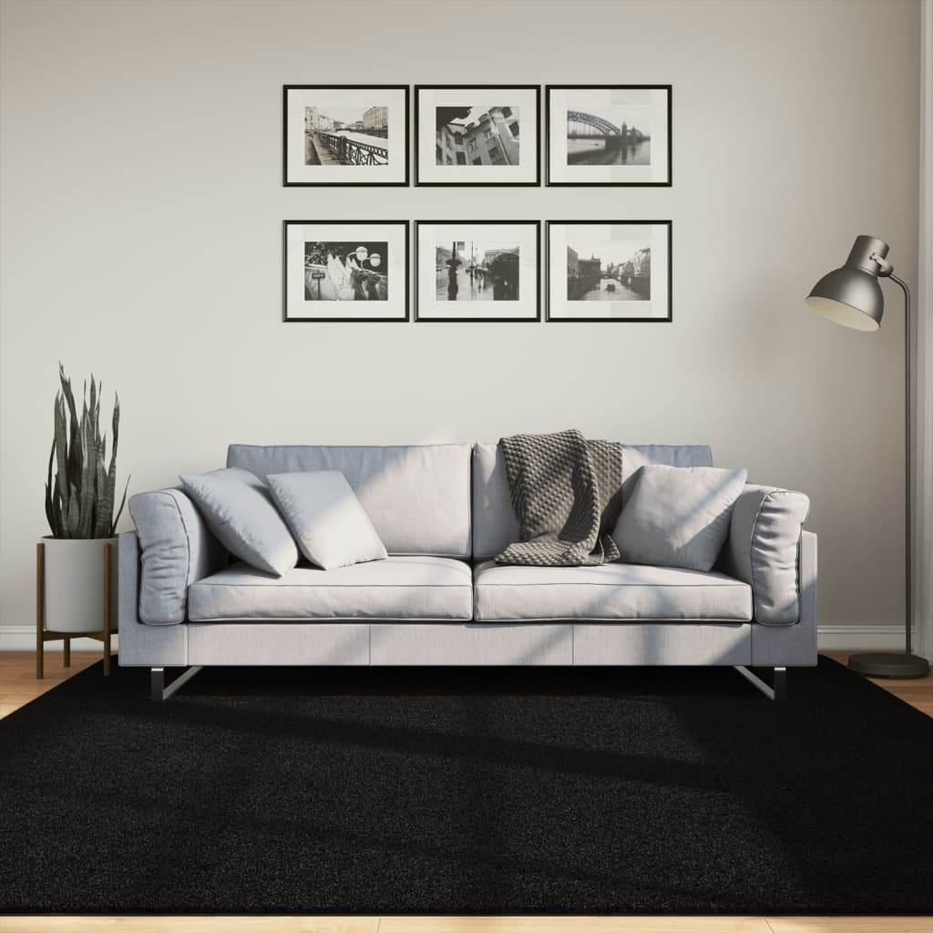 Vidaxl vloerkleed huarte laagpolig zacht wasbaar 200x200 cm zwart