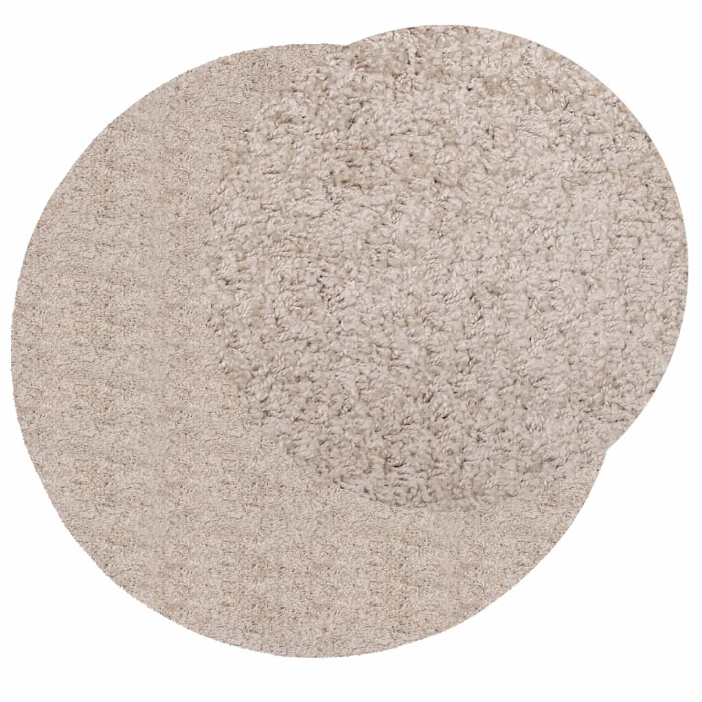 Vidaxl vloerkleed pamplona shaggy hoogpolig modern ø 80 cm beige