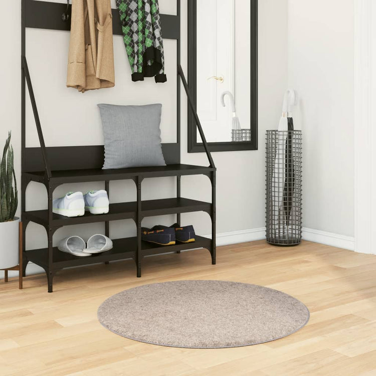 Vidaxl vloerkleed pamplona shaggy hoogpolig modern ø 80 cm beige