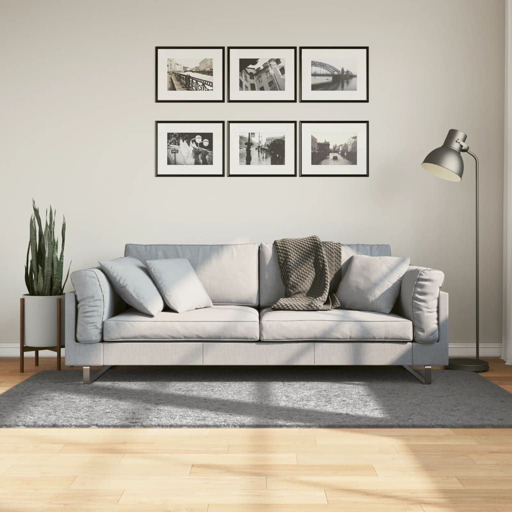 Vidaxl vloerkleed pamplona shaggy hoogpolig modern 100x200 cm grijs