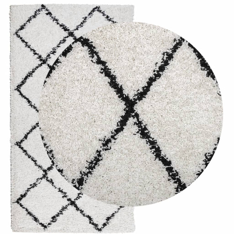 Vidaxl vloerkleed pamplona shaggy hoogpolig 60x110 cm crème en zwart